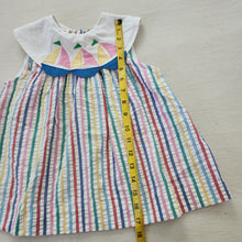 Load image into Gallery viewer, Vintage Sailboat Striped Seersucker Dress 4t
