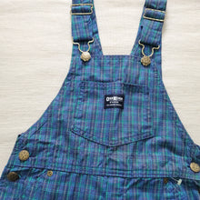 Load image into Gallery viewer, Vintage Oshkosh Plaid Blue/Green Shortalls kids 7
