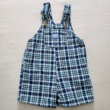 Load image into Gallery viewer, Vintage Oshkosh Sea Glass Plaid Shortalls 3t/4t
