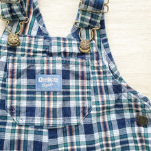 Load image into Gallery viewer, Vintage Oshkosh Sea Glass Plaid Shortalls 3t/4t
