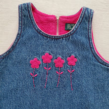 Load image into Gallery viewer, Y2k Floral Embroidered Denim Dress 12 months
