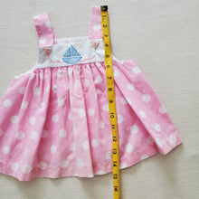 Load image into Gallery viewer, Vintage Sailboat Polka Dot Pink Dress 12-18 months
