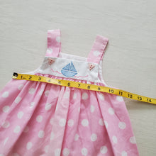 Load image into Gallery viewer, Vintage Sailboat Polka Dot Pink Dress 12-18 months
