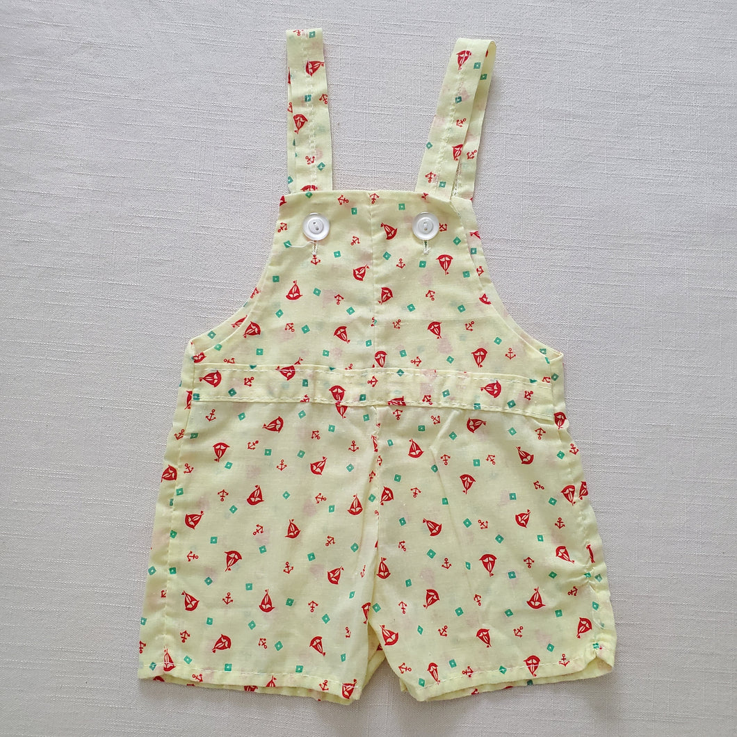 Vintage Sailboat Pattern Yellow Romper 18 months