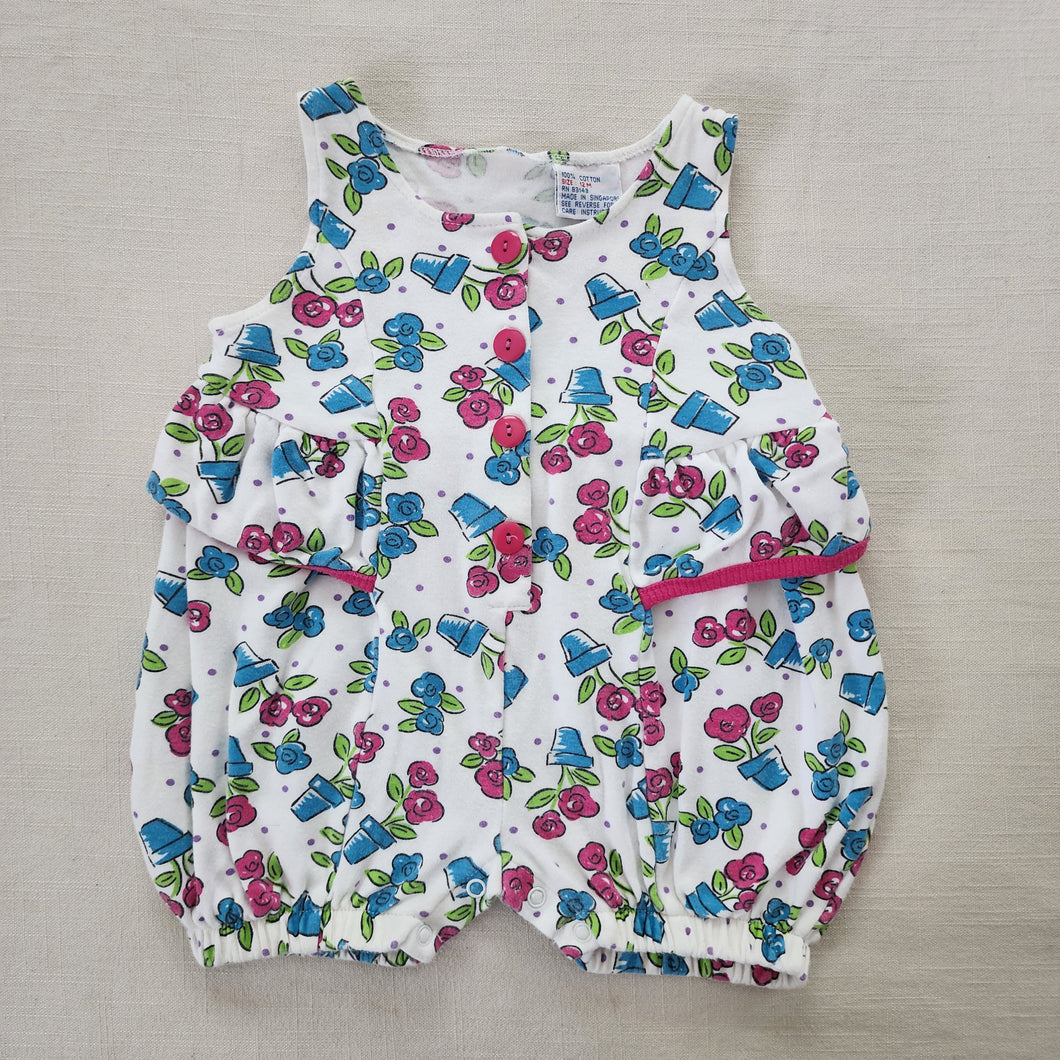 Vintage Flower Pot Bubble Romper 12 months