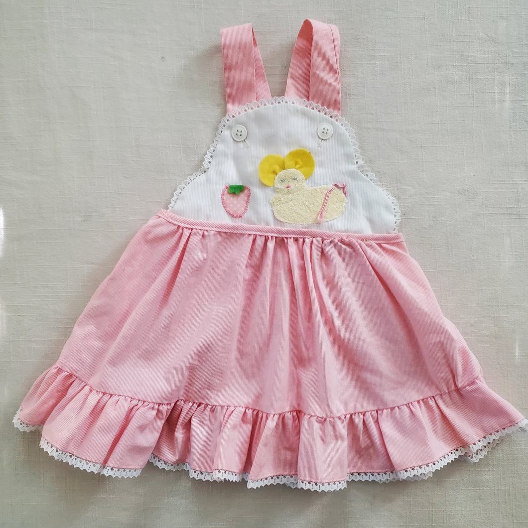 Vintage Mouse & Strawberry Applique Dress 2t