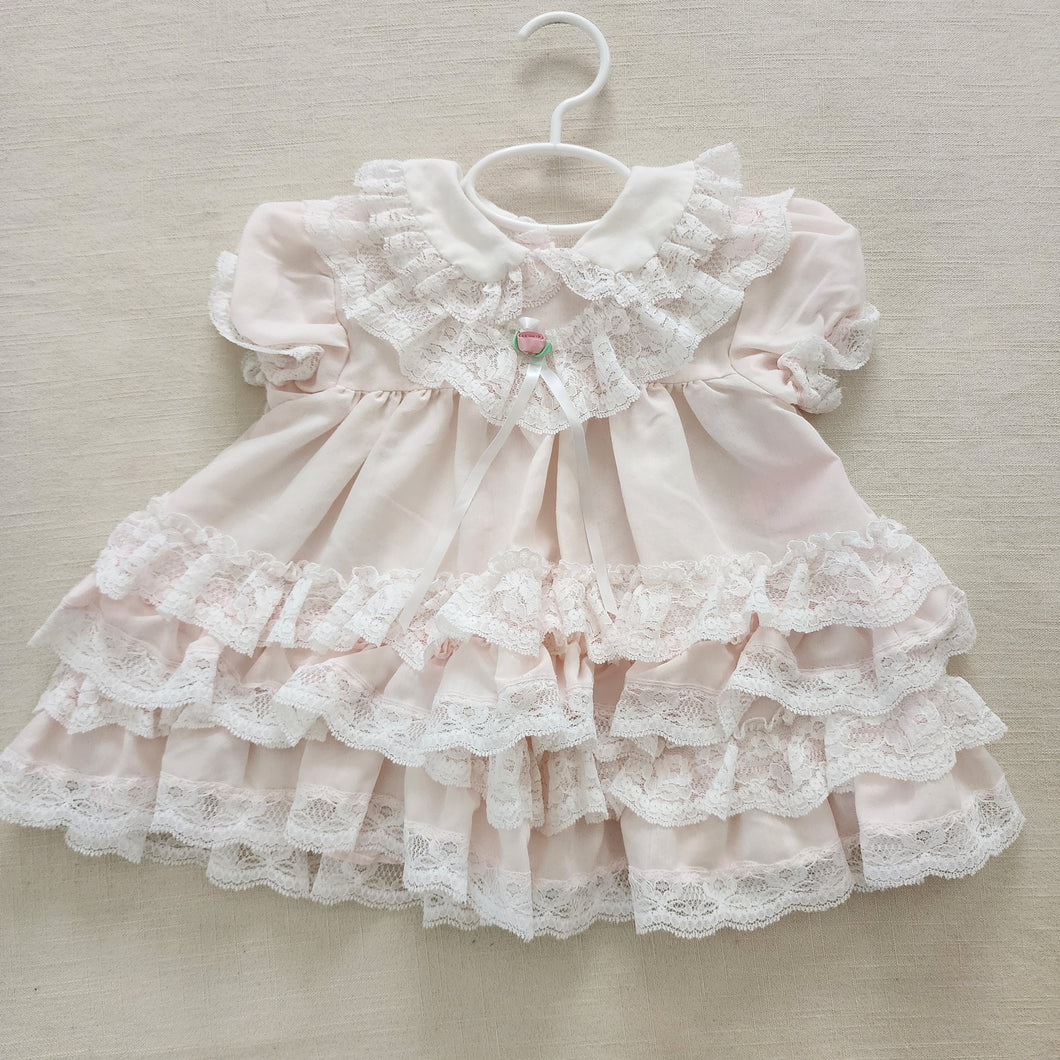 Vintage Frilly Lace Pink Dress 18 months