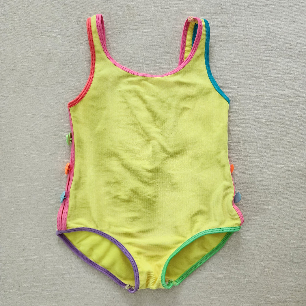 Vintage Neon Bow Swimsuit  4t/5t