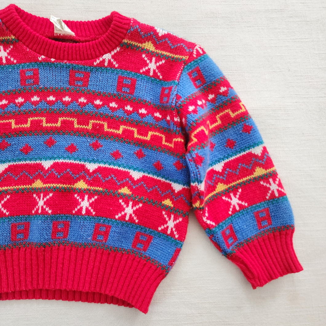 Vintage Striped Pattern Knit Sweater 3t