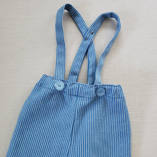 Load image into Gallery viewer, Vintage Blue Striped Suspender Pants 12-18 months
