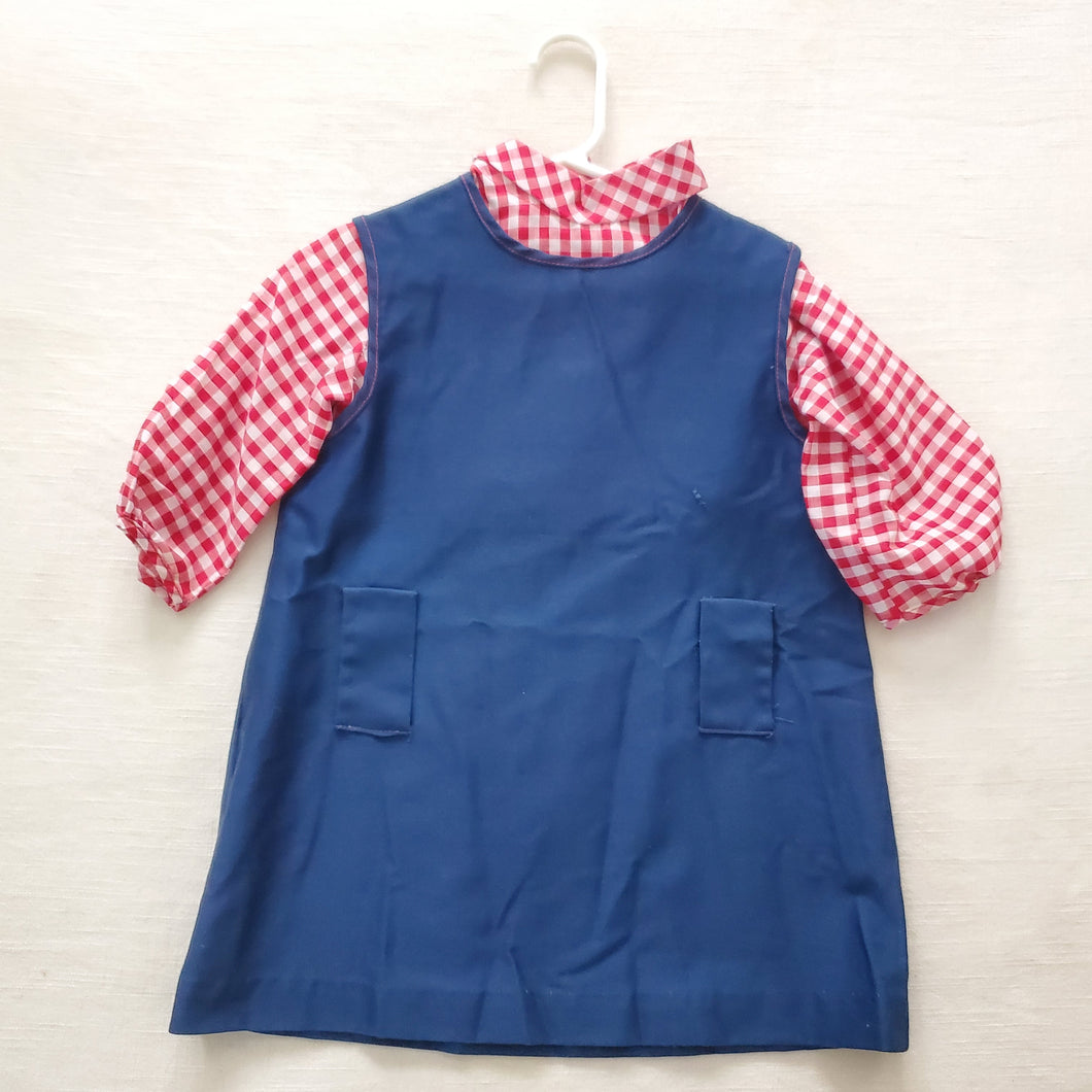 Vintage Navy/Red Gingham Dress 3t/4t