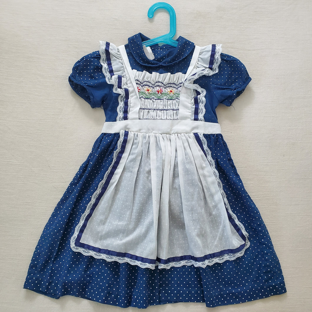 Vintage Polly Flinders Smocked Apron Dress 5t