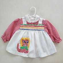 Load image into Gallery viewer, Vintage Smocked Lion Gingham Dress 6 months
