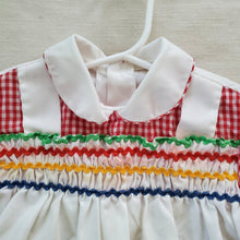 Load image into Gallery viewer, Vintage Smocked Lion Gingham Dress 6 months
