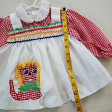 Load image into Gallery viewer, Vintage Smocked Lion Gingham Dress 6 months
