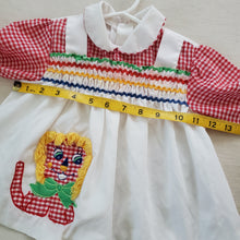 Load image into Gallery viewer, Vintage Smocked Lion Gingham Dress 6 months
