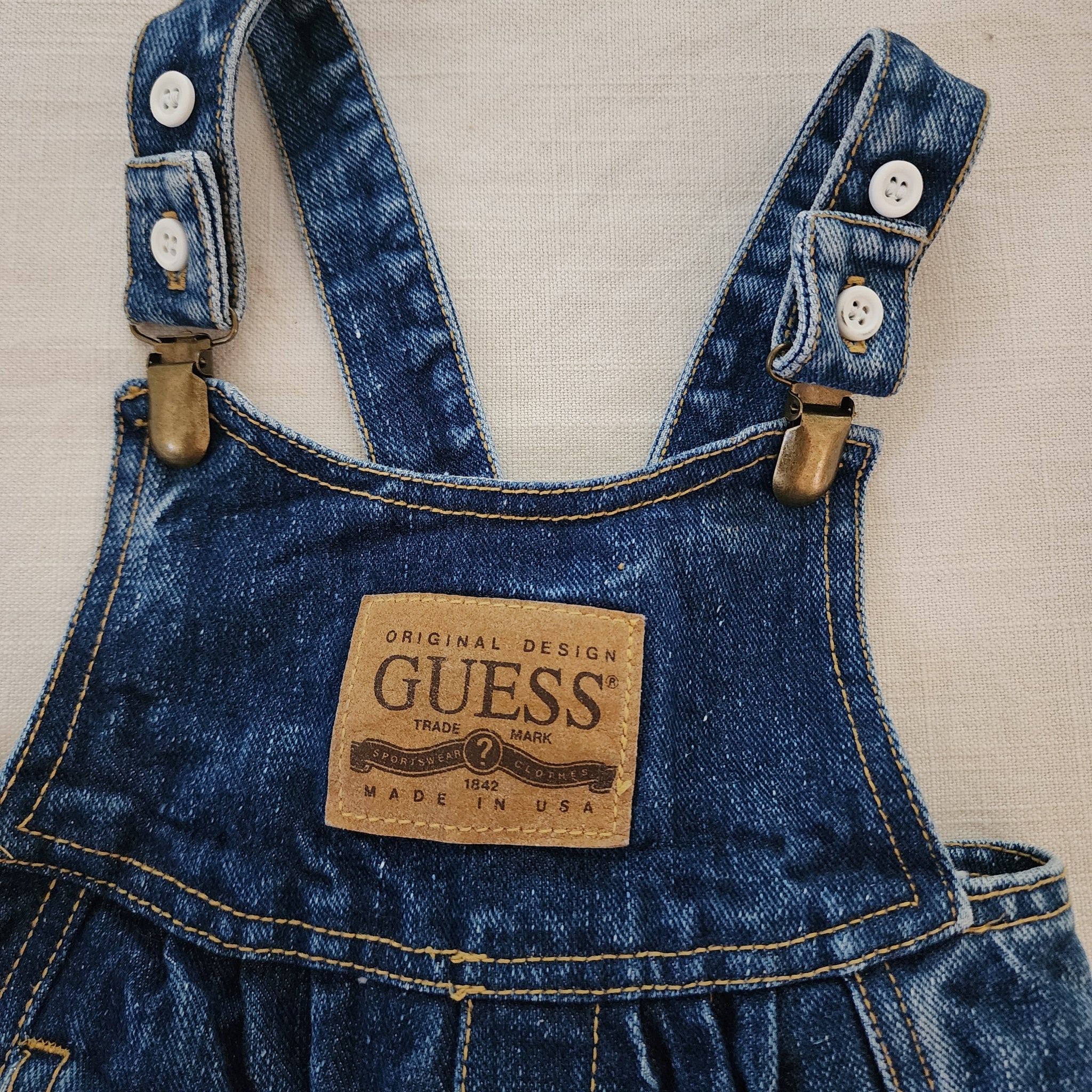 Vintage Guess Leather Patch Overalls 12-18 months