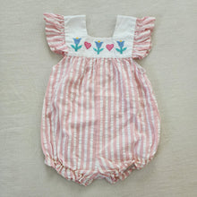 Load image into Gallery viewer, Vintage Striped Tulip Romper 24 months
