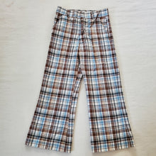Load image into Gallery viewer, Vintage Blue/Brown Plaid Flared Pants kids 6/7
