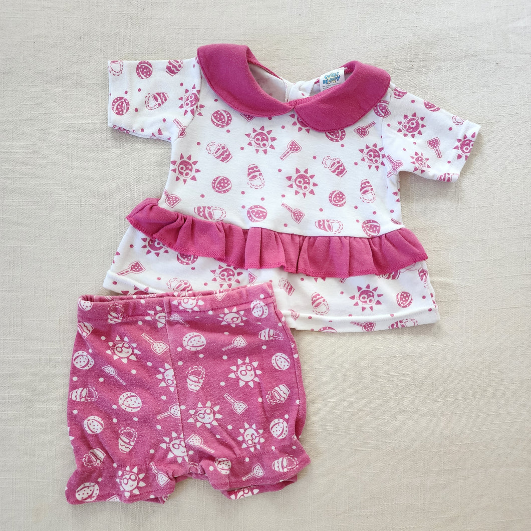 Vintage Pink Beachy Matching Set 3-6 months