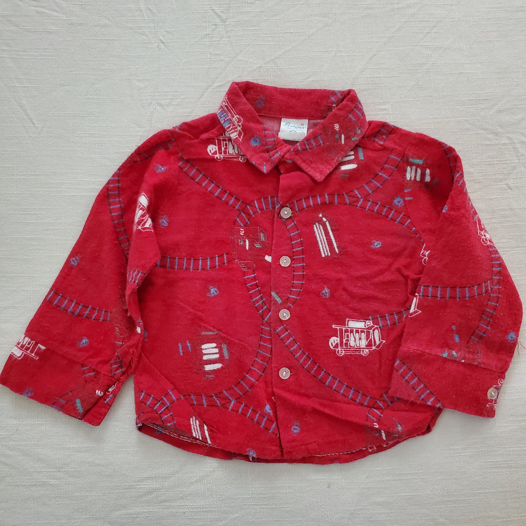 Vintage Trains & Tracks Buttondown 18-24 months