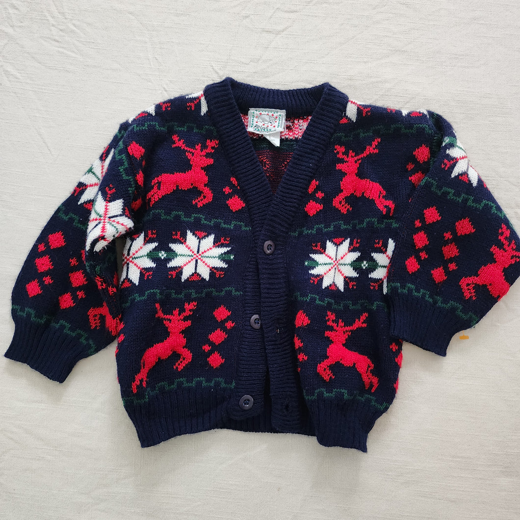 Vintage Winter Reindeer Cardigan 2t