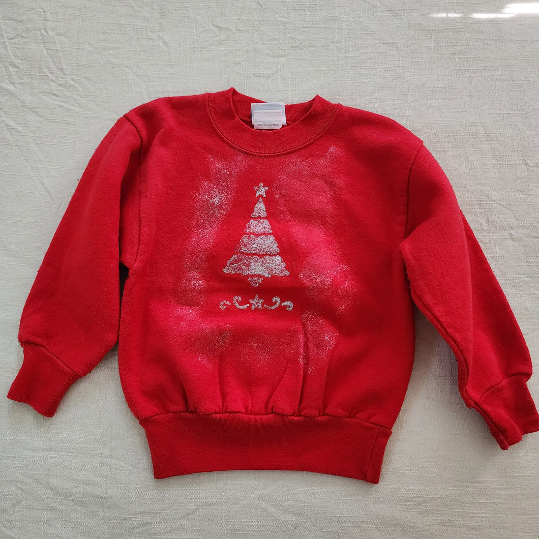 Y2k Christmas Tree Red Crewneck 3t/4t