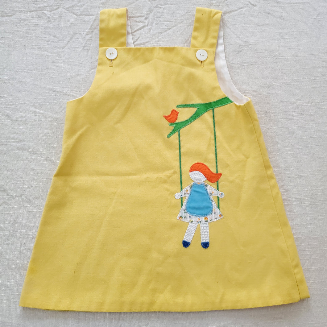 Vintage Swinging Girl Applique Dress 2t