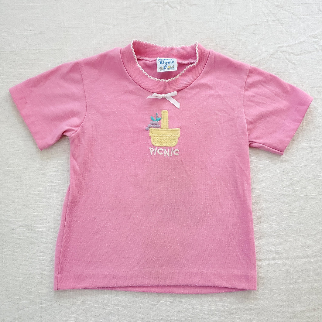 Vintage Picnic Basket Pink Tee 2t