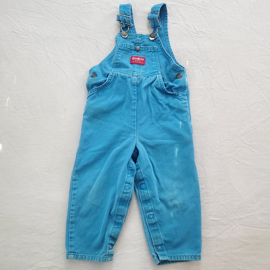 Vintage Oshkosh Bright Blue Denim Overalls 3t