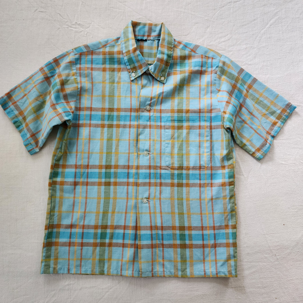 Vintage Ocean Plaid Buttondown kids 8/10