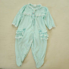 Load image into Gallery viewer, Vintage Mint Blue Ruffle Bum Pajamas 9-12 months
