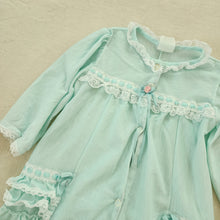 Load image into Gallery viewer, Vintage Mint Blue Ruffle Bum Pajamas 9-12 months
