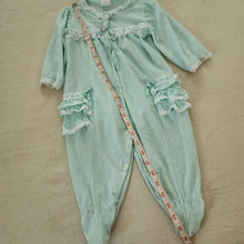 Load image into Gallery viewer, Vintage Mint Blue Ruffle Bum Pajamas 9-12 months
