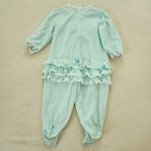 Load image into Gallery viewer, Vintage Mint Blue Ruffle Bum Pajamas 9-12 months
