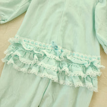 Load image into Gallery viewer, Vintage Mint Blue Ruffle Bum Pajamas 9-12 months
