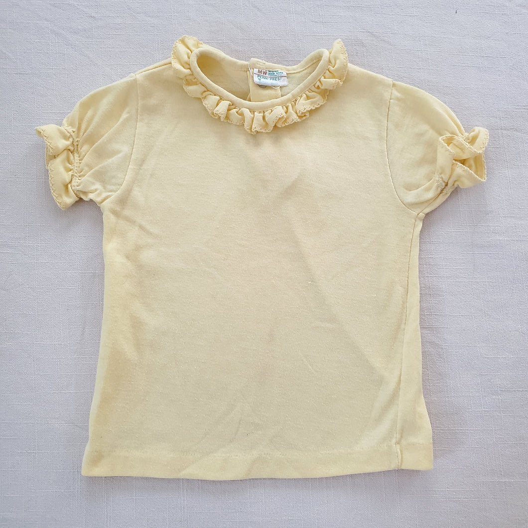 Vintage 70s Yellow Ruffle Top 2t/3t