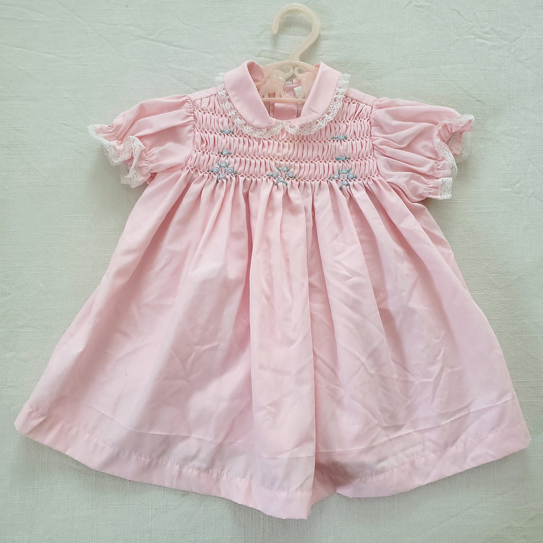 Vintage Pink Smocked Dress 12 months