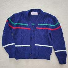 Load image into Gallery viewer, Vintage Navy Striped Knit Cardigan 2t/3t
