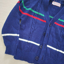 Load image into Gallery viewer, Vintage Navy Striped Knit Cardigan 2t/3t
