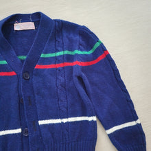 Load image into Gallery viewer, Vintage Navy Striped Knit Cardigan 2t/3t
