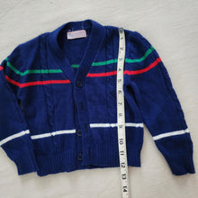 Load image into Gallery viewer, Vintage Navy Striped Knit Cardigan 2t/3t
