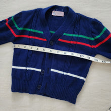 Load image into Gallery viewer, Vintage Navy Striped Knit Cardigan 2t/3t
