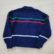 Load image into Gallery viewer, Vintage Navy Striped Knit Cardigan 2t/3t
