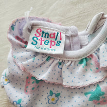 Load image into Gallery viewer, Vintage Floral/Strawberry Ruffle Bum Romper 12 months *flaw
