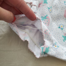 Load image into Gallery viewer, Vintage Floral/Strawberry Ruffle Bum Romper 12 months *flaw
