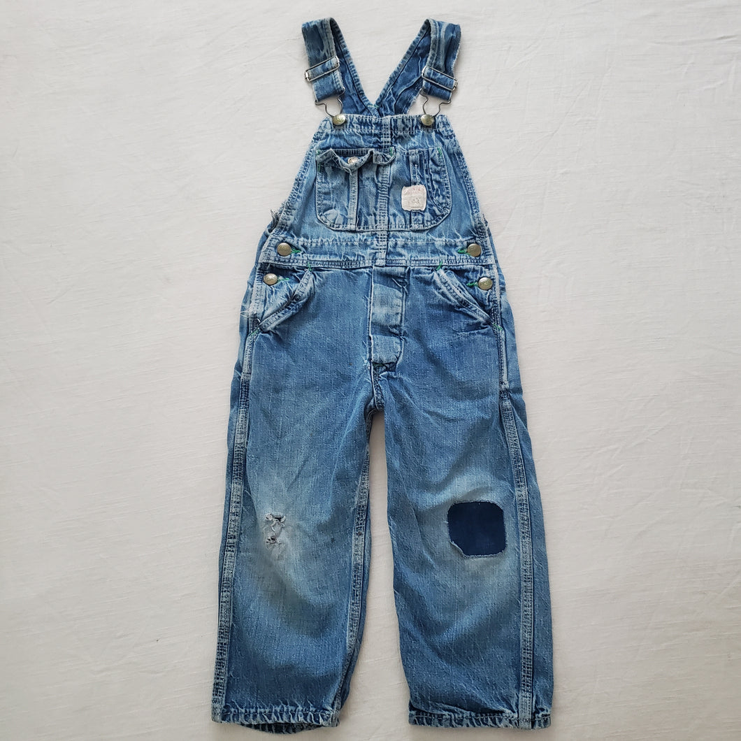 Vintage Distressed Denim Overalls 4t