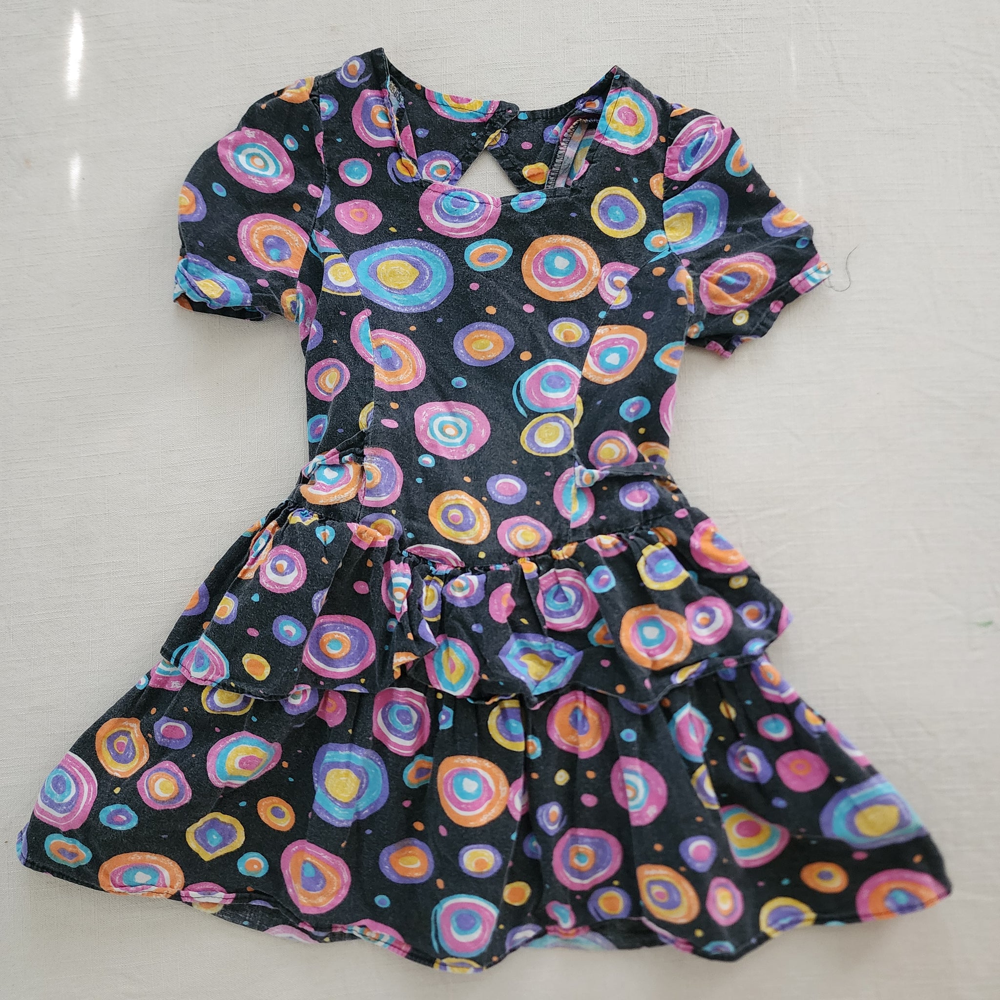 Vintage 80s Pattern Ruffle Dress 4/5/6 – Nostalgic Baby Vintage