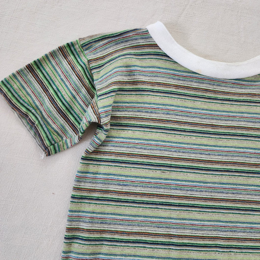 Vintage Green Neutral Striped Shirt 5t/6