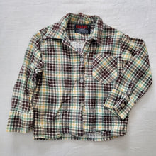 Load image into Gallery viewer, Vintage Green/Neutral Plaid Buttondown Shirt 4t
